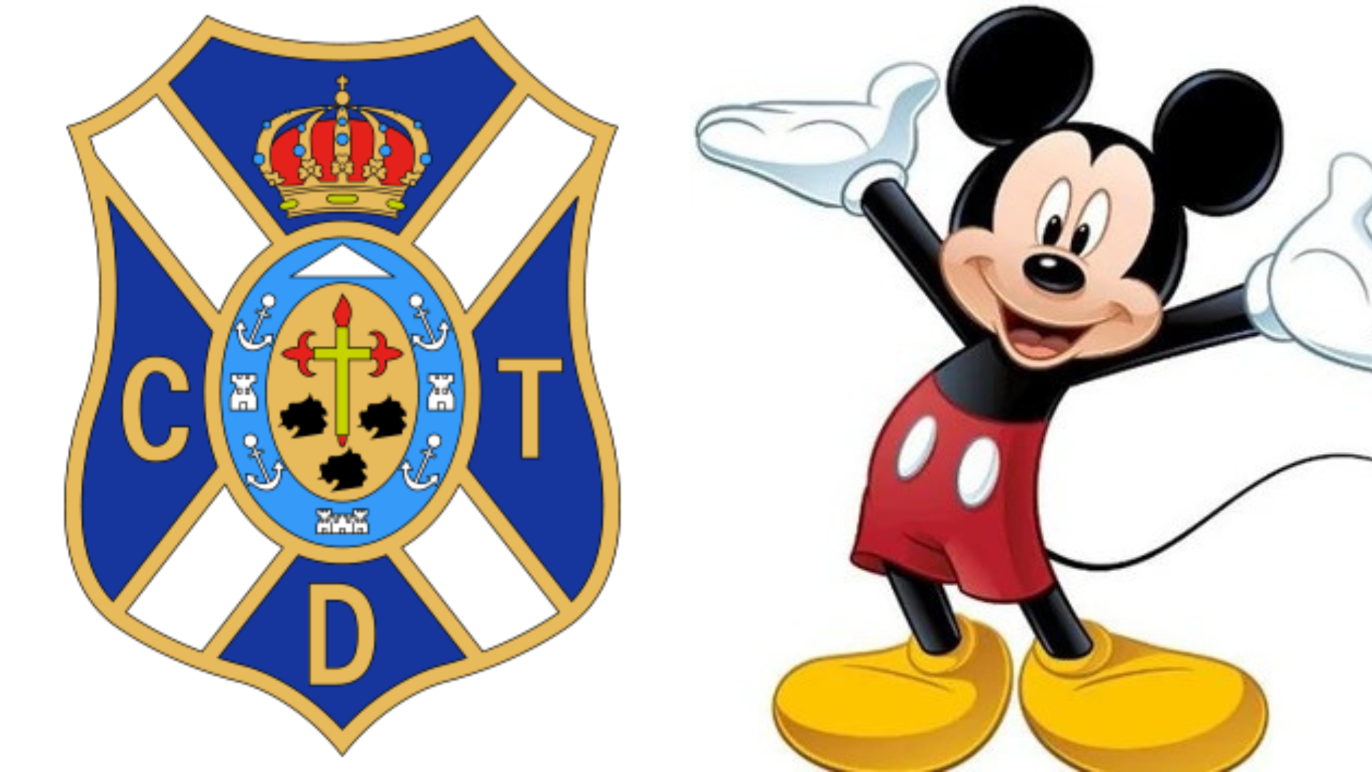 El escudo del CD Tenerife y Mickey Mouse./ Montaje AH