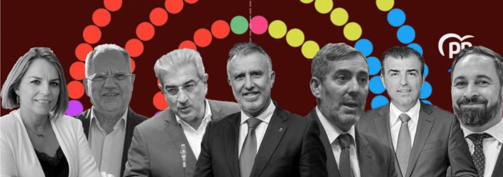 Montaje de elaboración propia hecho a partir del sondeo del ElectoPanel y los líderes de los principales partidos de Canarias./