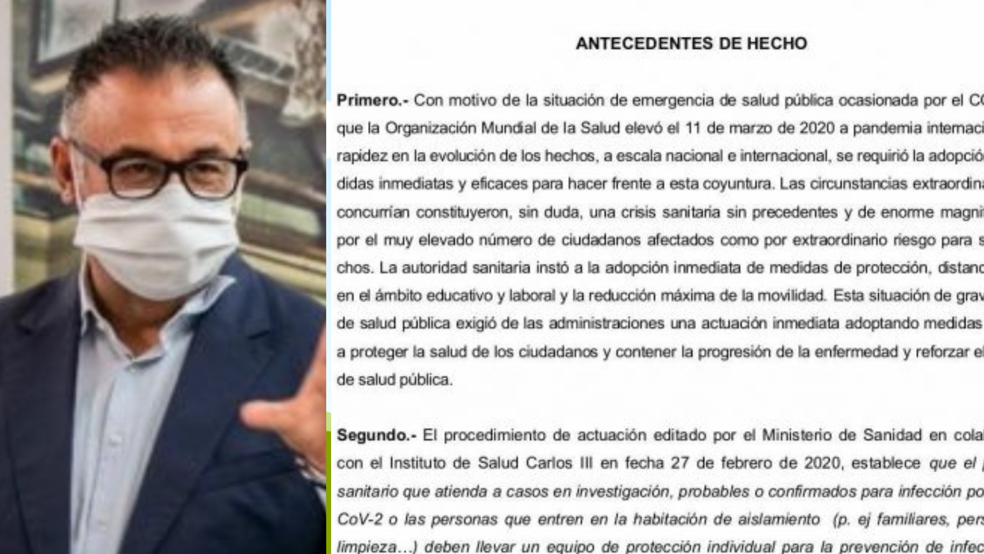 Montaje fotográfico de Conrado Domínguez junto a la resolución del SCS que autorizaba a RR7 United comprar 1,2 millones de mascarillas Honeywell./