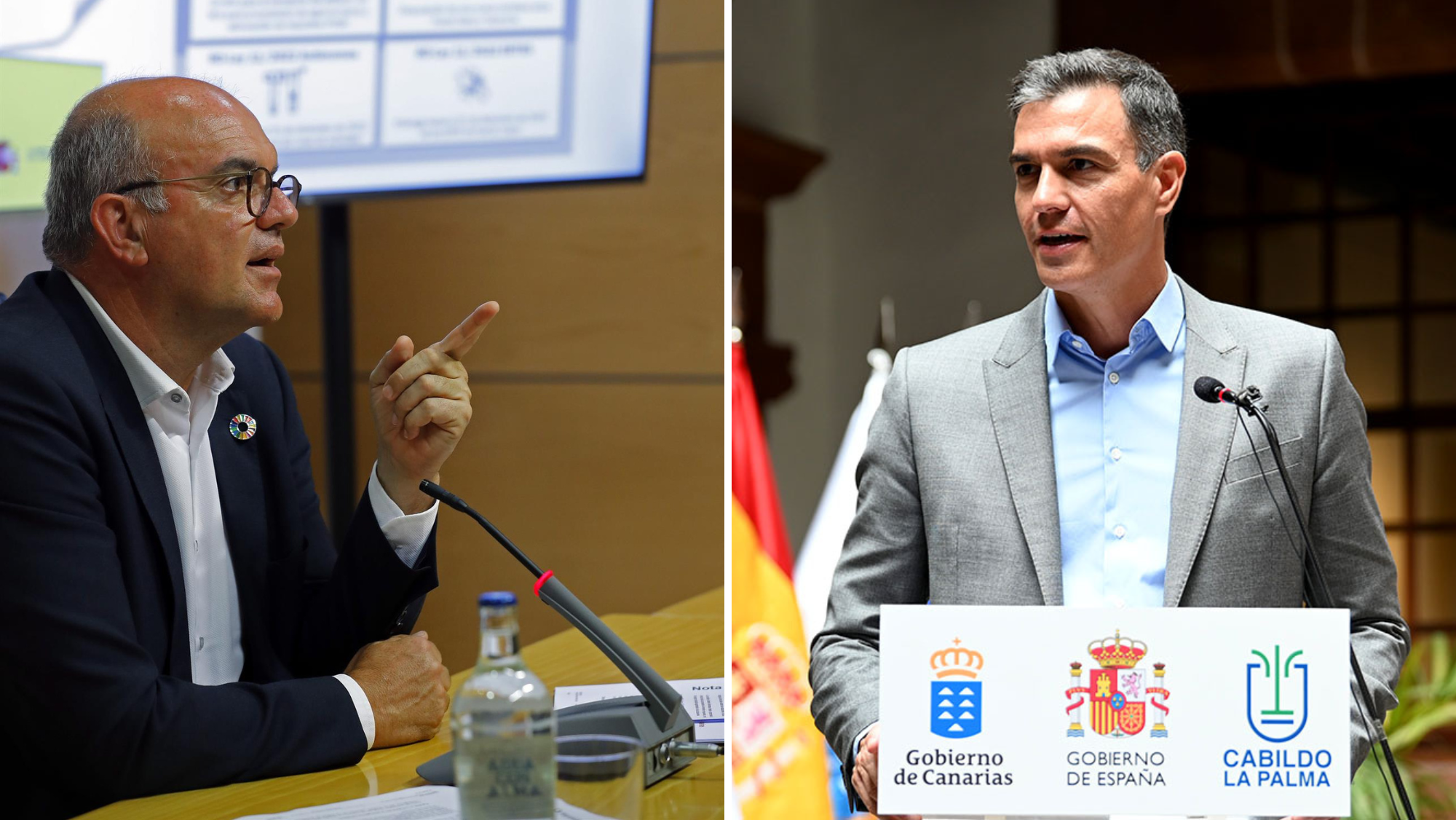Anselmo Pestana, delegado del Gobierno en Canarias (izq.) y Pedro Sánchez, presidente del Gobienro (der.)./ Montaje AH