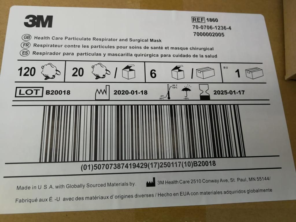Lote de las mascarillas 3M comprado por RR7 y que fue destruido por la Agencia Tributaria al considerarlas como falsas.