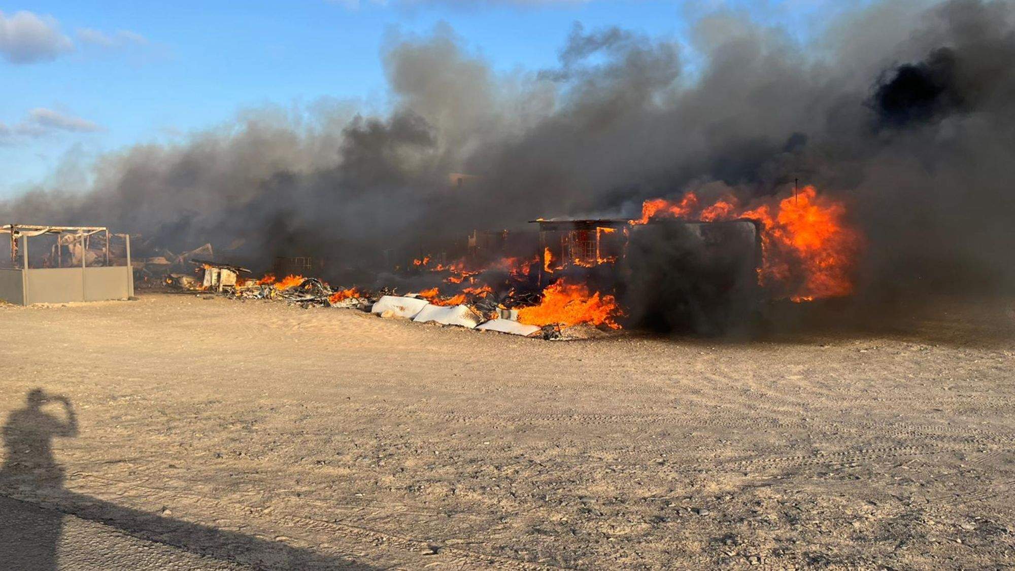 Incendio del parque de autocaravanas en Punta Jandía. / Ayuntamiento de Pájara