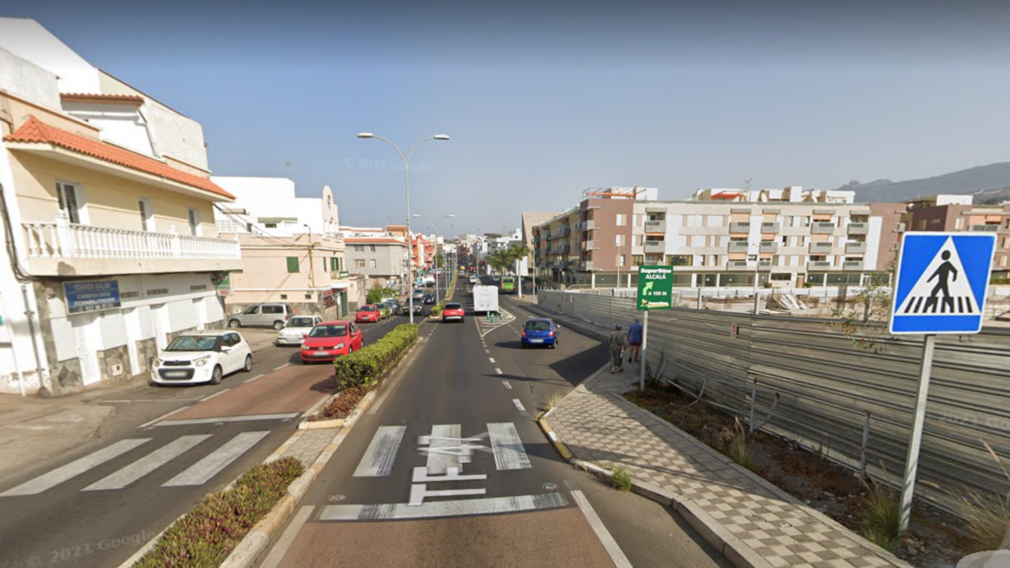 Zona donde se producirán las obras de la travesía de Alcalá, en Guía de Isora.  Google maps