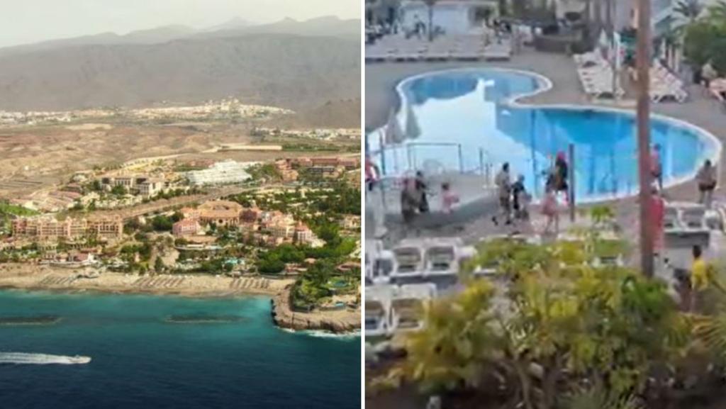 Fotograma del vídeo grabado por Joanne Marie Parry cliente del hotel, donde se ve la lucha por las hamacas . / AH