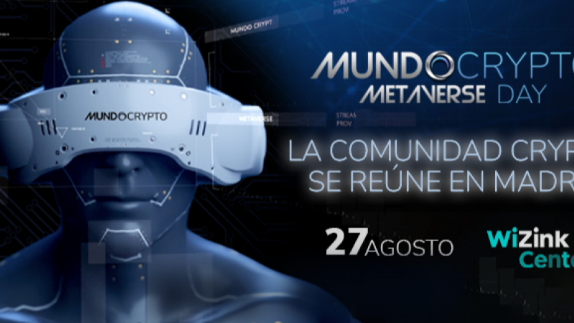 Cartel del evento de criptomonedas que organiza una empresa canaria en Madrid. / Wizink Center