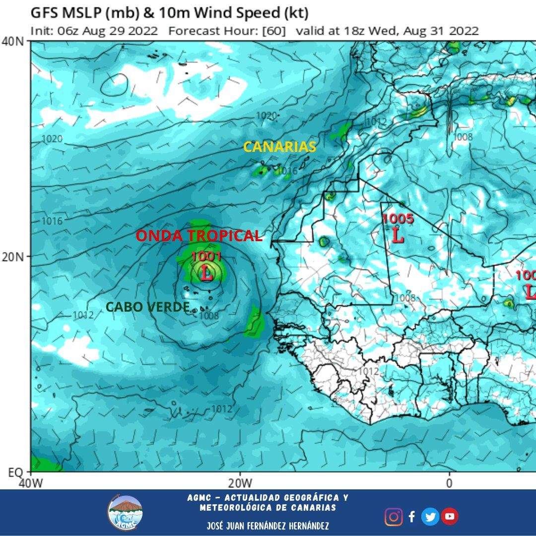 Predicción del efecto de la onda del este africana sobre Canarias./ Twitter @AGMCan