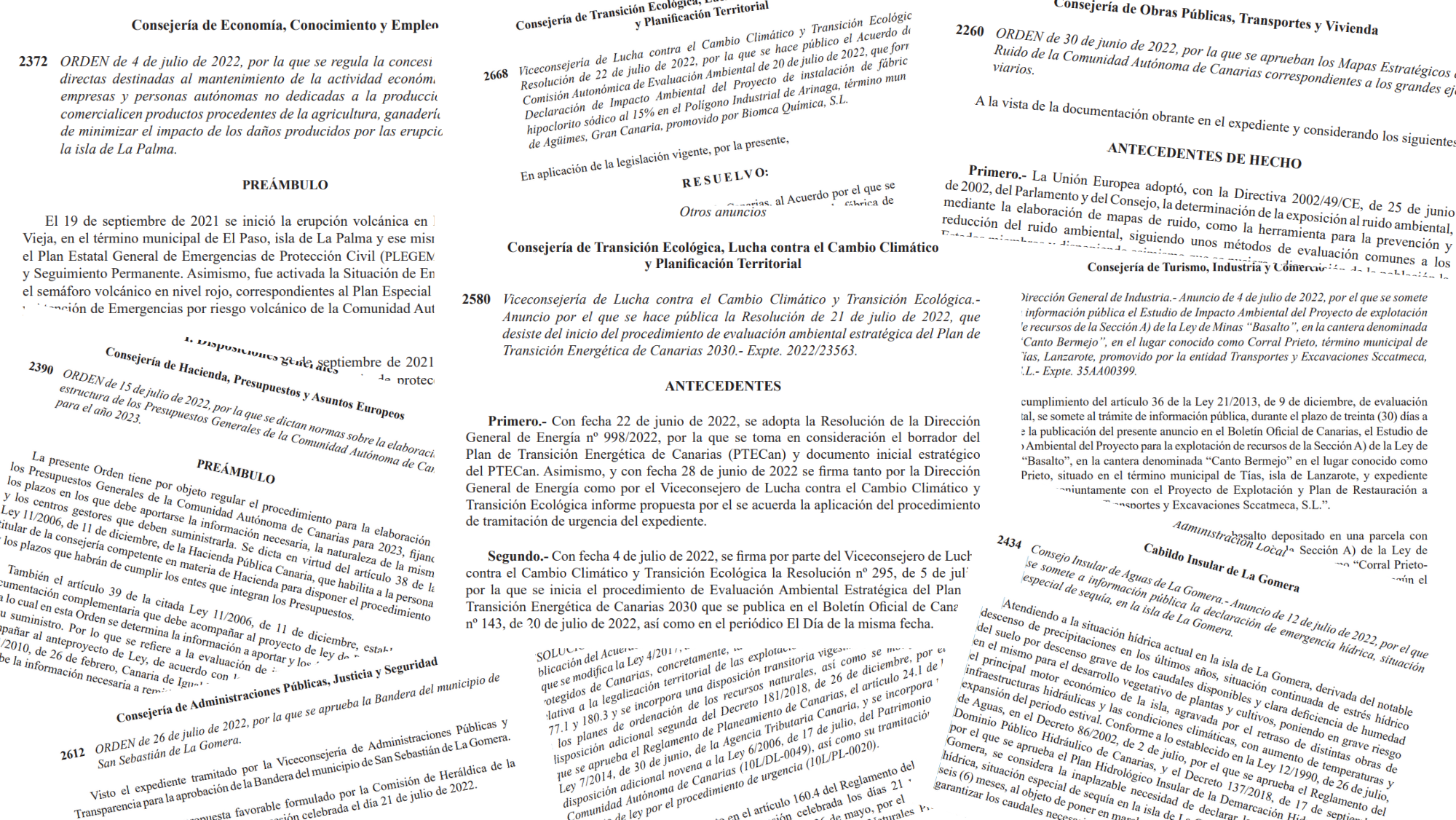 Algunos de los Boletines Oficiales de Canarias publicados durante este verano. / BOC