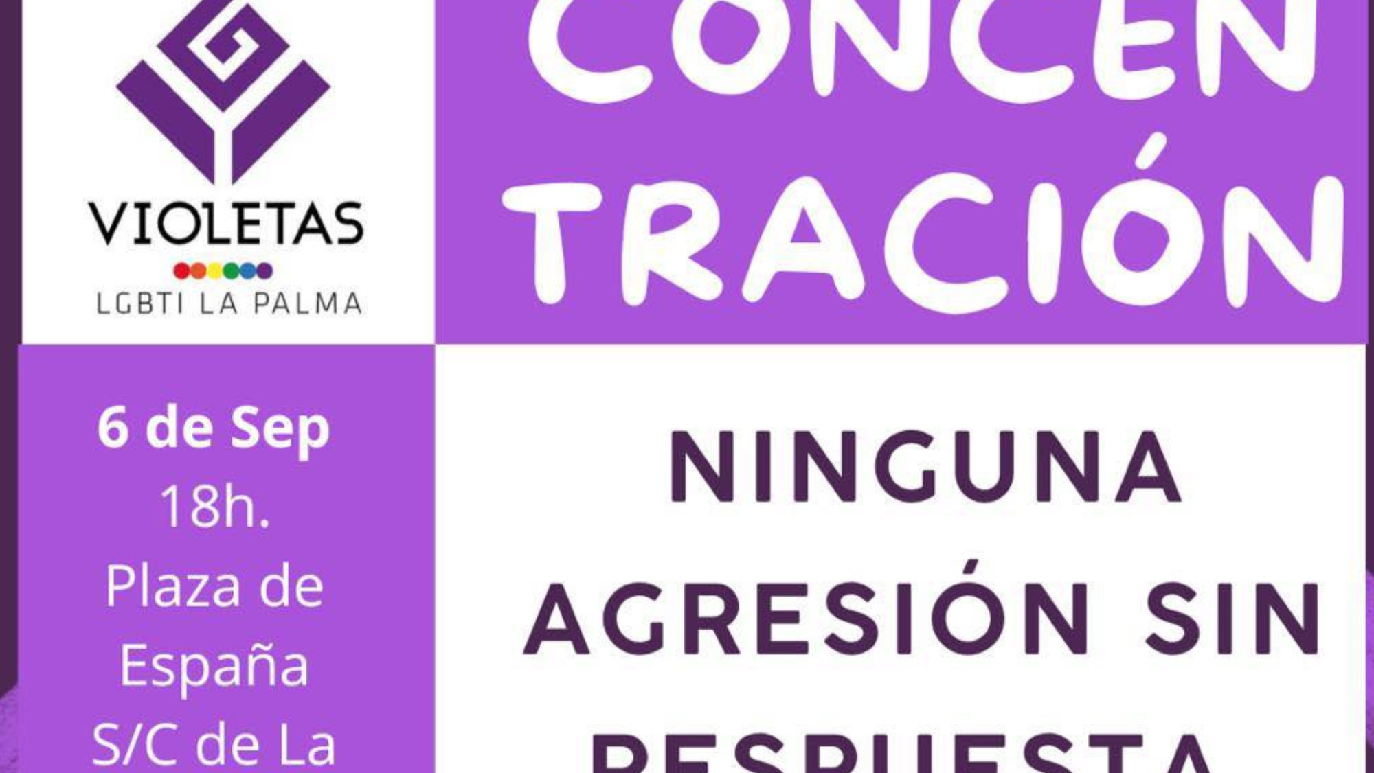 Cartel de la concentración convocada por el colectivos Violetas LGTBI. Violetas LGTBI