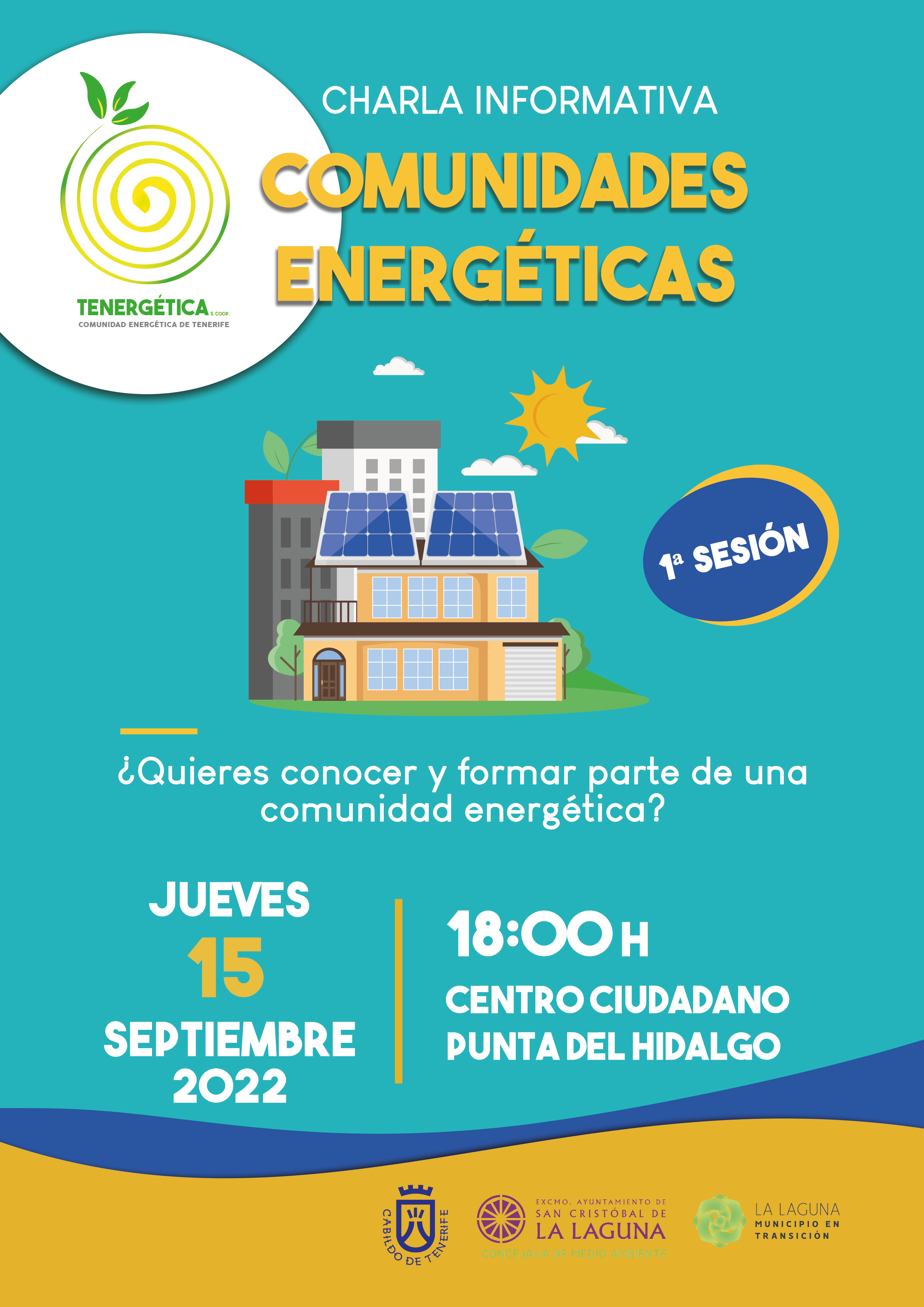 Cartel de la primera sesión para crear comunidades energéticas en Punta Hidalgo./ Ayto. La Laguna