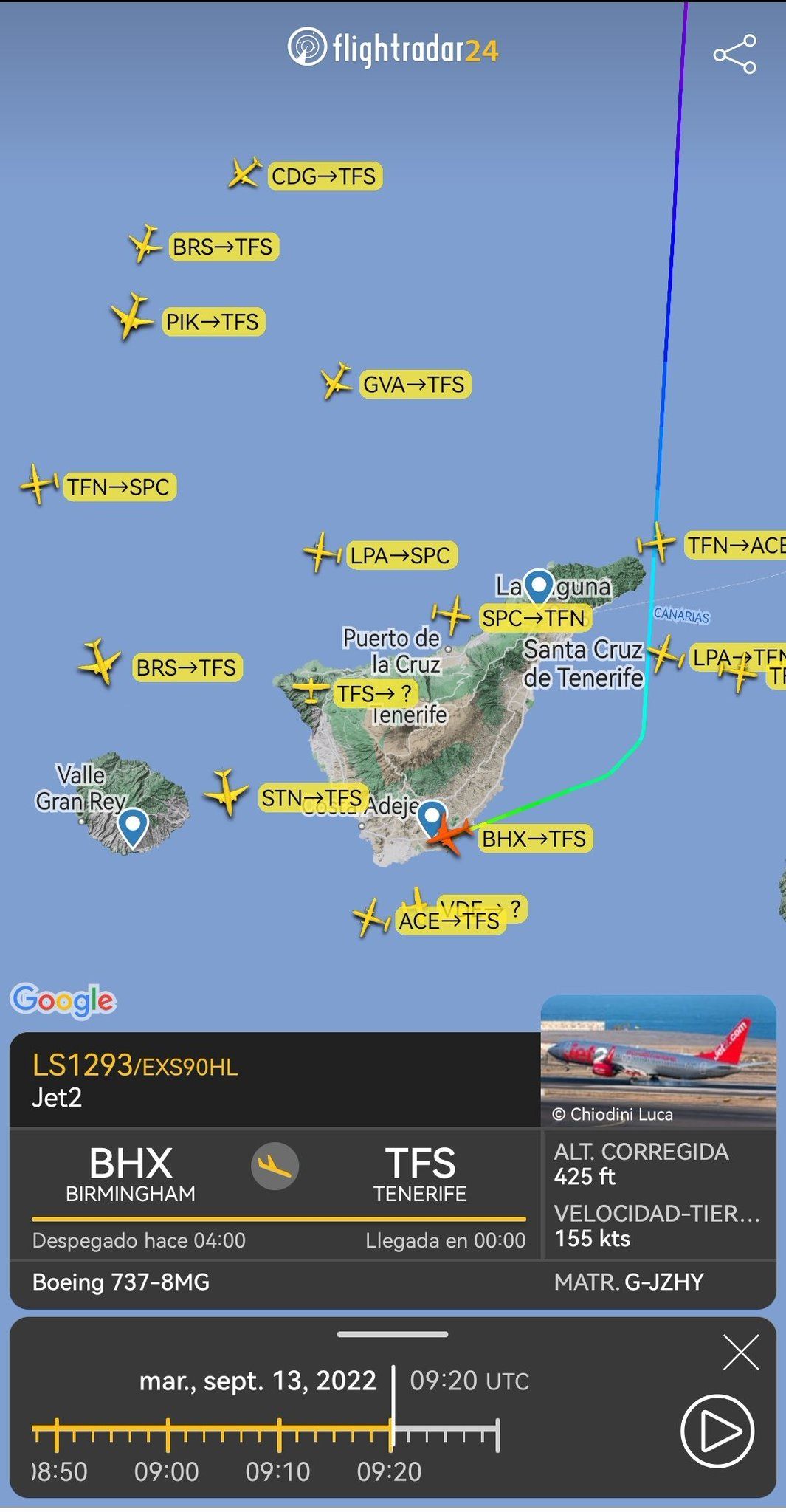 Aproximación del vuelo de Jet2 con una emergencia con un bebé a Tenerife./ Controladores Aéreos
