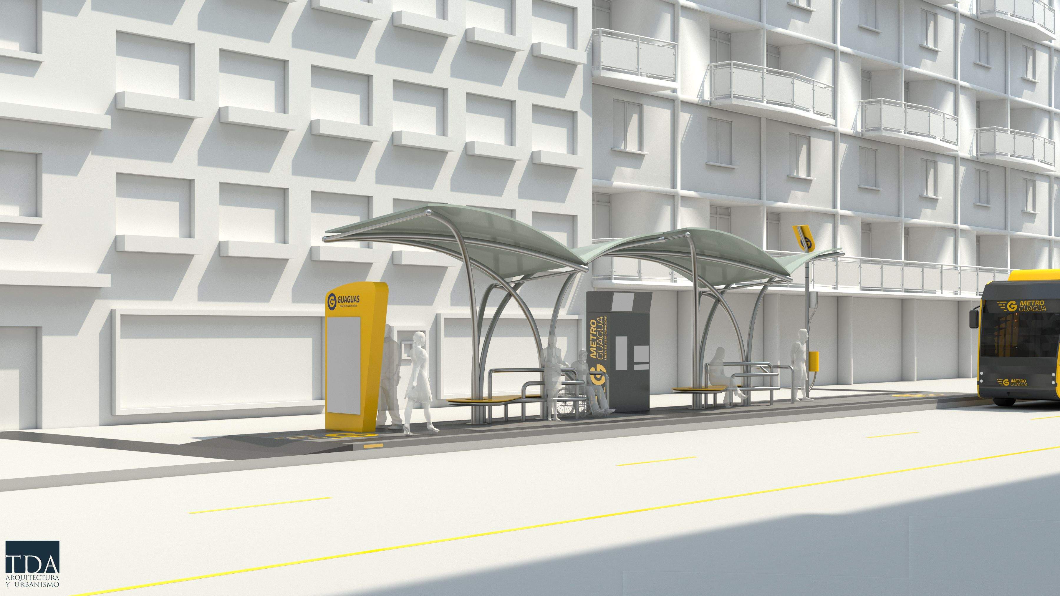 Diseño de las futuras paradas de la MetroGuagua. / Guaguas Municipales