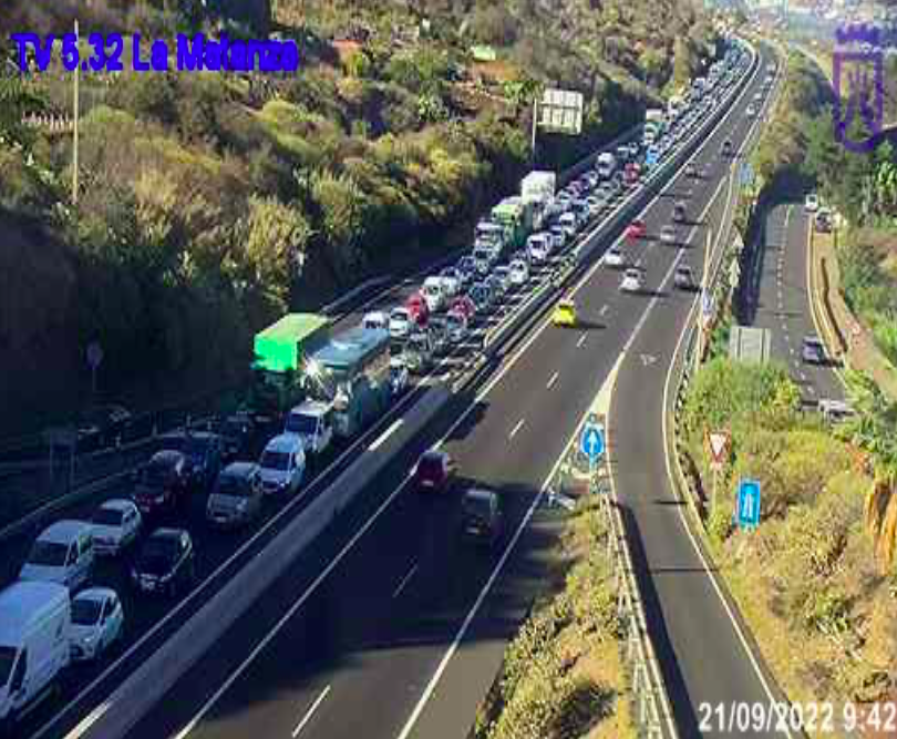 Imagen de las retenciones a la altura de La Matanza. / Cabildo de Tenerife 
