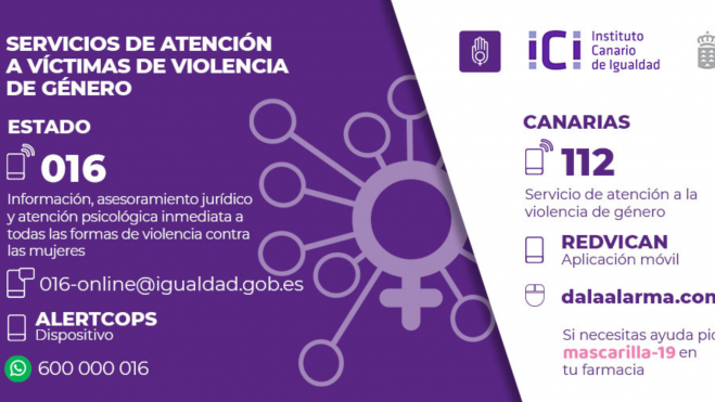 Cartel del servicio de atención a víctimas de violencia de género. / Gobierno de Canarias