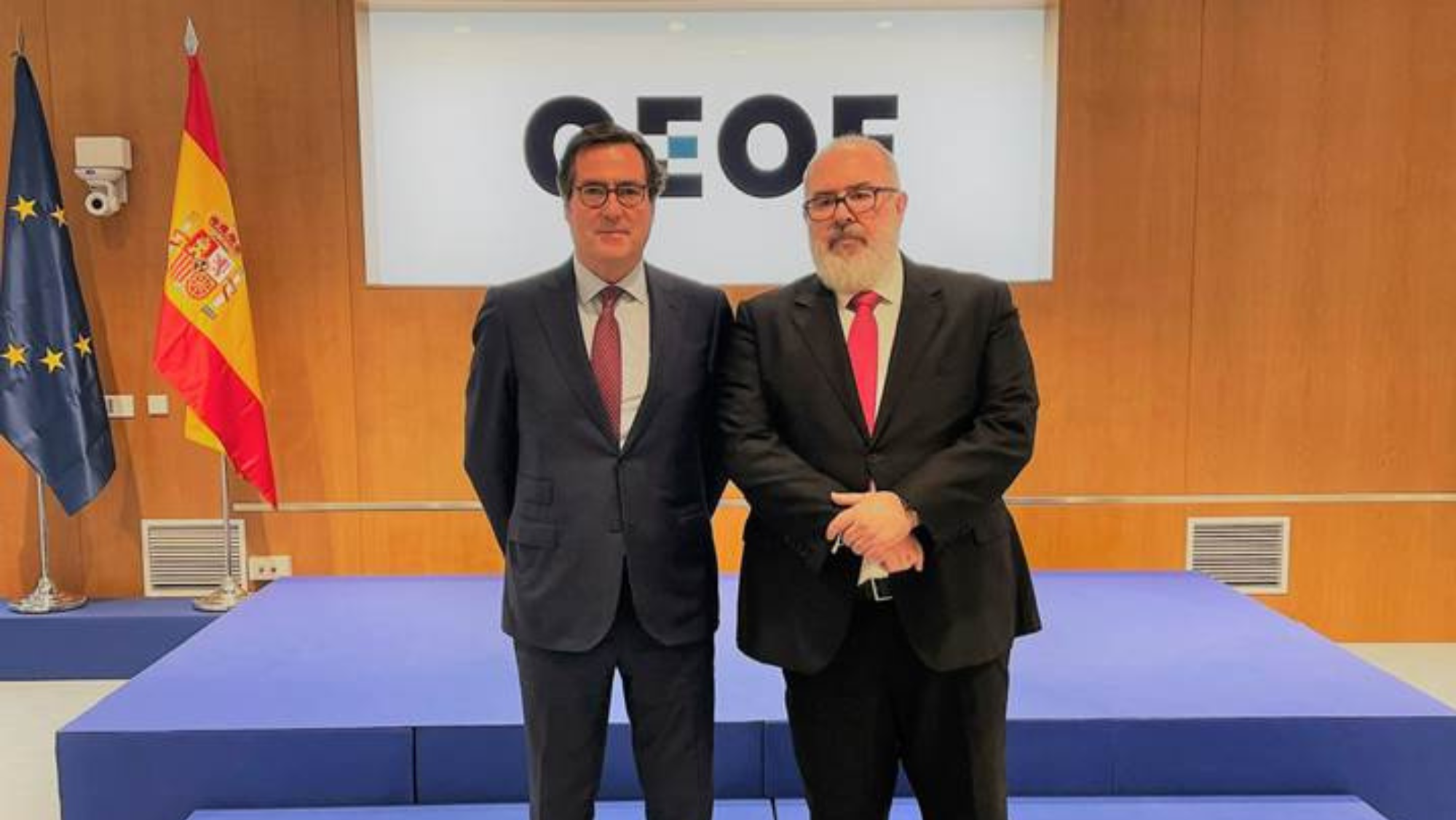 Antonio Garamendi y Pedro Alfonso (der.), cuando el primero optaba a la reelección de CEOE a nivel nacional./ CEDIDA