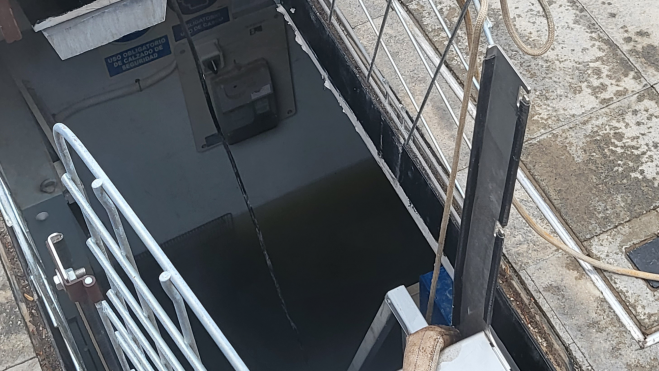 Una estación eléctrica amaneció inundada este lunes en la calle Churruca. Atlántico Hoy