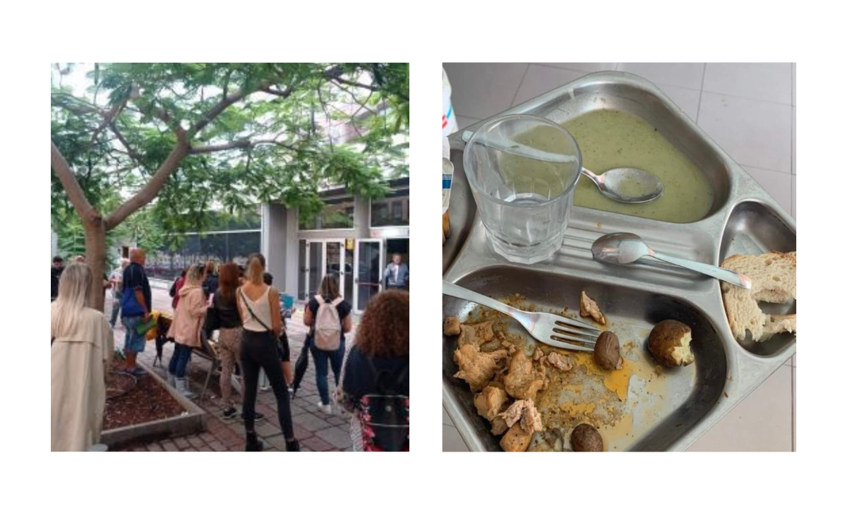 Imagen de la manifestación así como de la comida del comedor. / Cedidas 