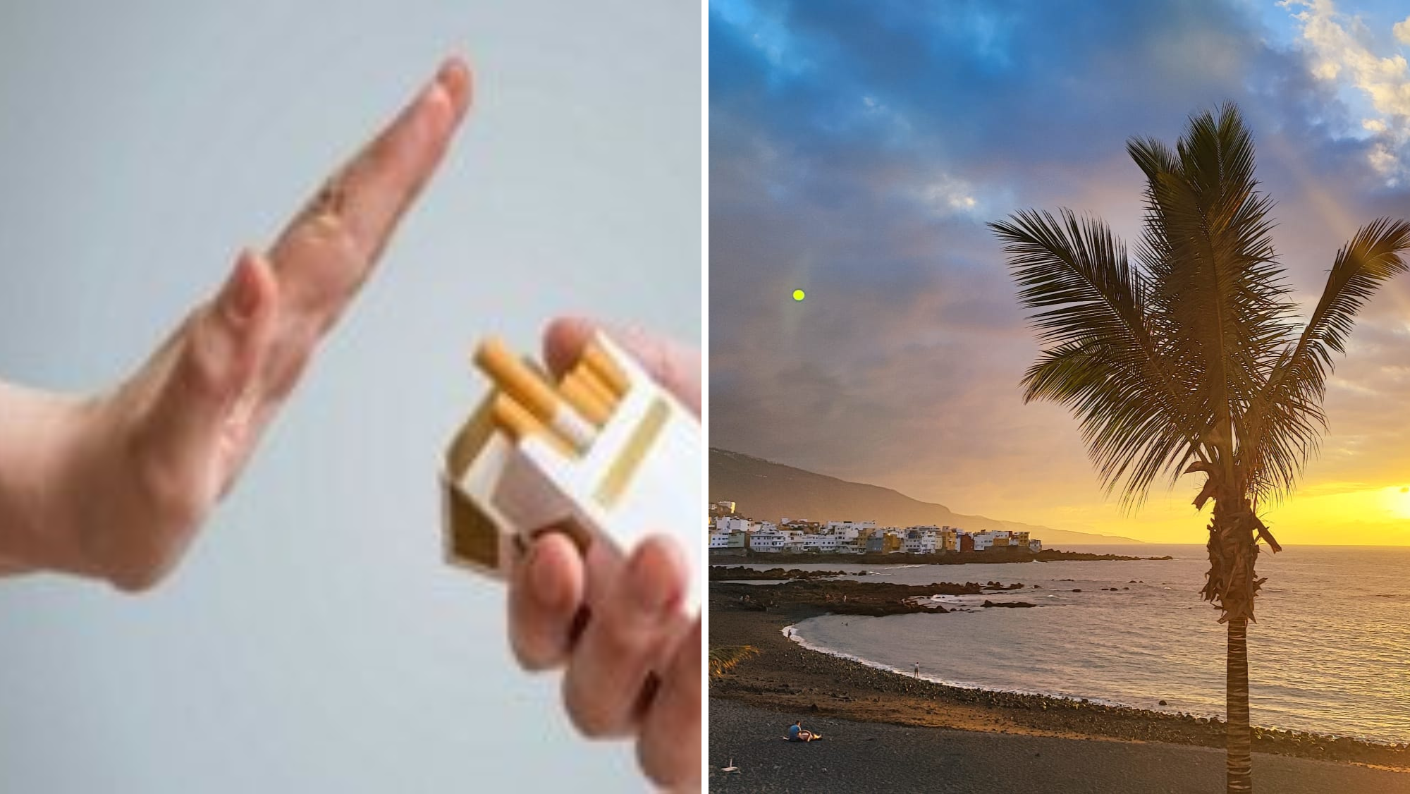 Una consulta ciudadana opta por prohibir fumar en la playa del Castillo (der.)./ Montaje AH