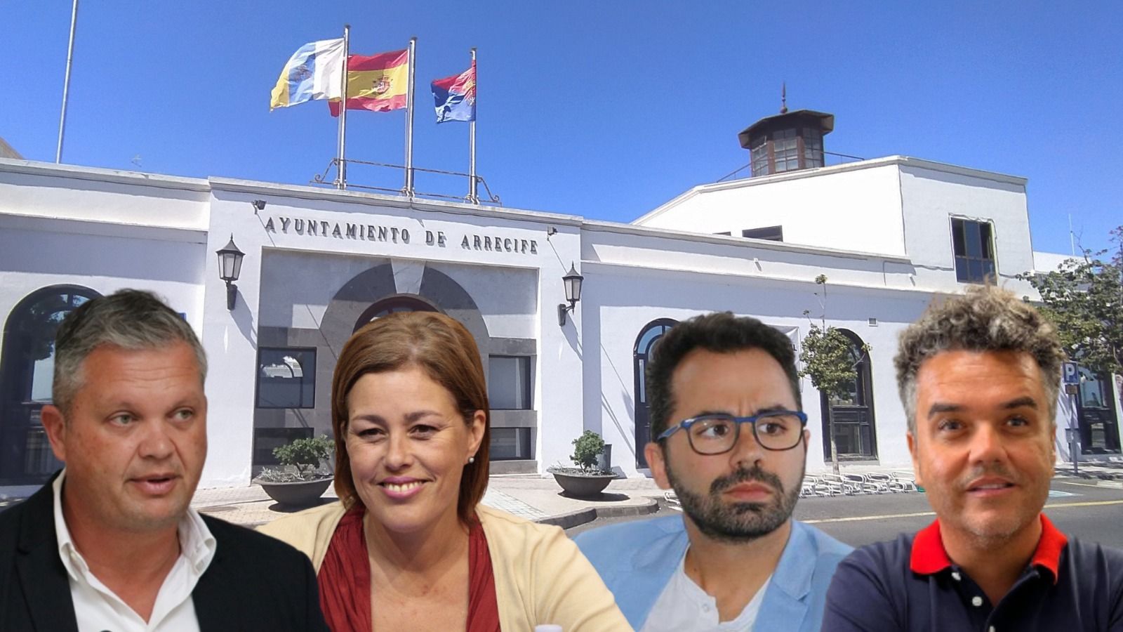 Montaje fotográfico en el que aparecen Alfredo Mendoza (PSOE), Astrid Pérez (PP), Echedey Eugenio (CC) y Armando Santana (NC). / AH
