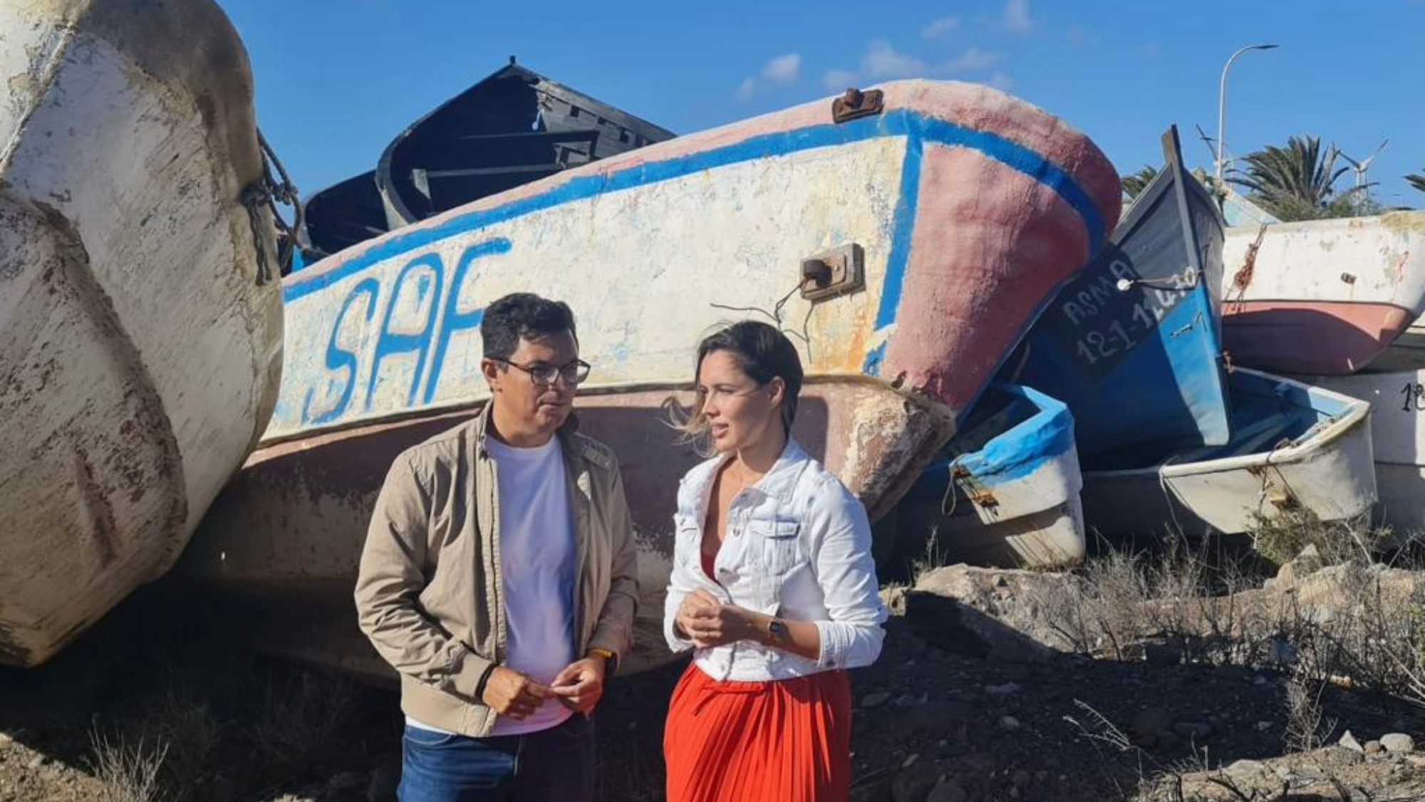 Pablo Rodríguez y María Fernández critican la política migratoria del Gobierno de España. /Cedida