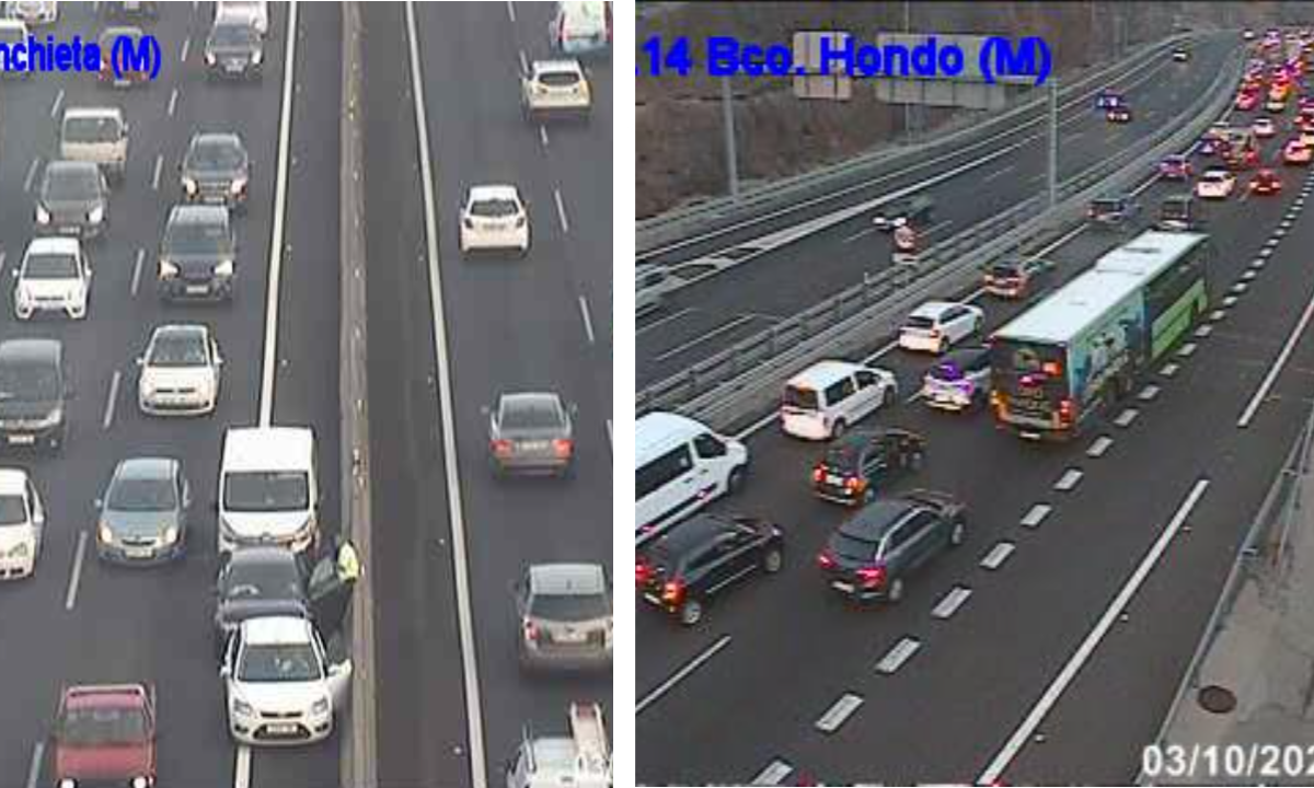 Colisiones de la TF-5 Y TF-1 respectivamente. / Cabildo de Tenerife - Montaje AH