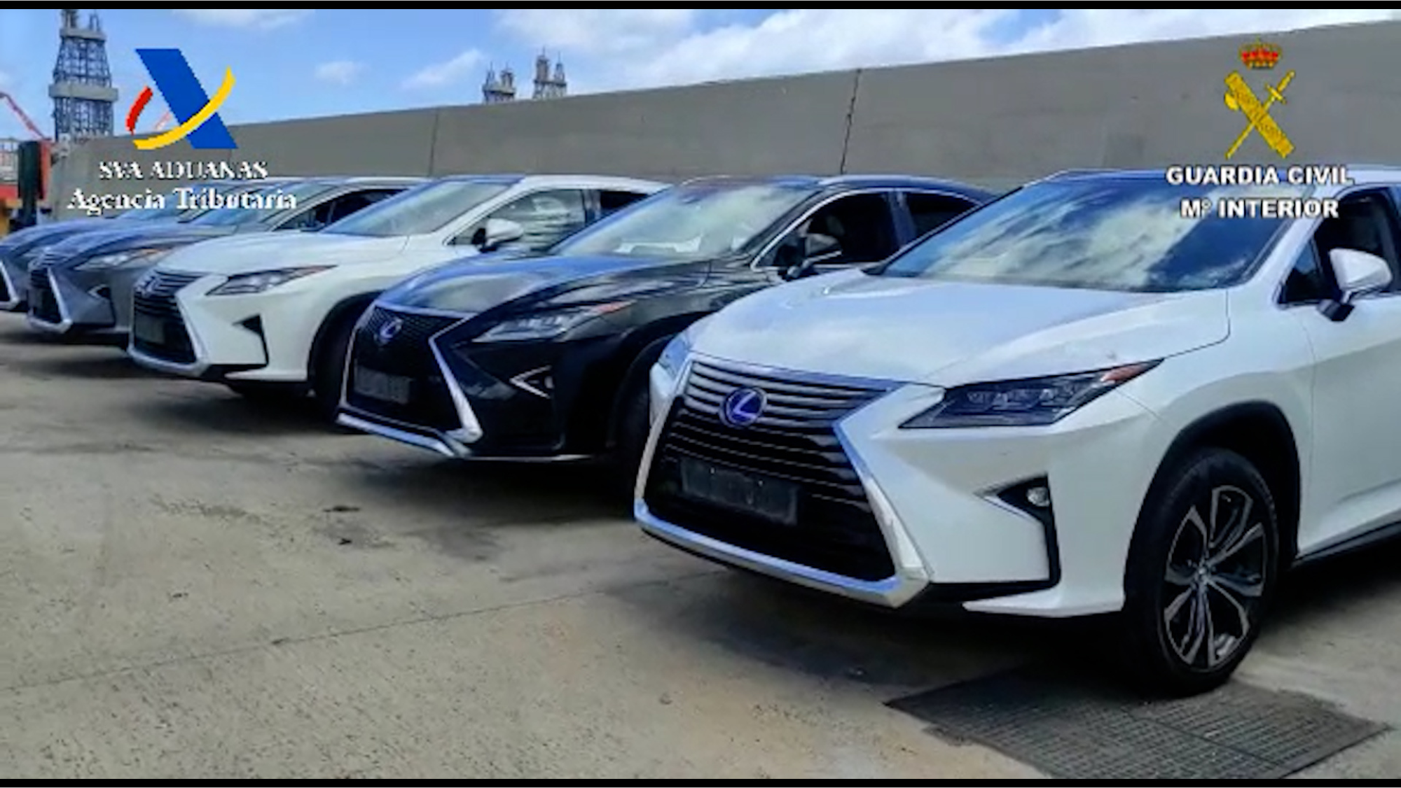 Algunos de los vehículos robados y que llegaron el interior de los contenedores. / GC