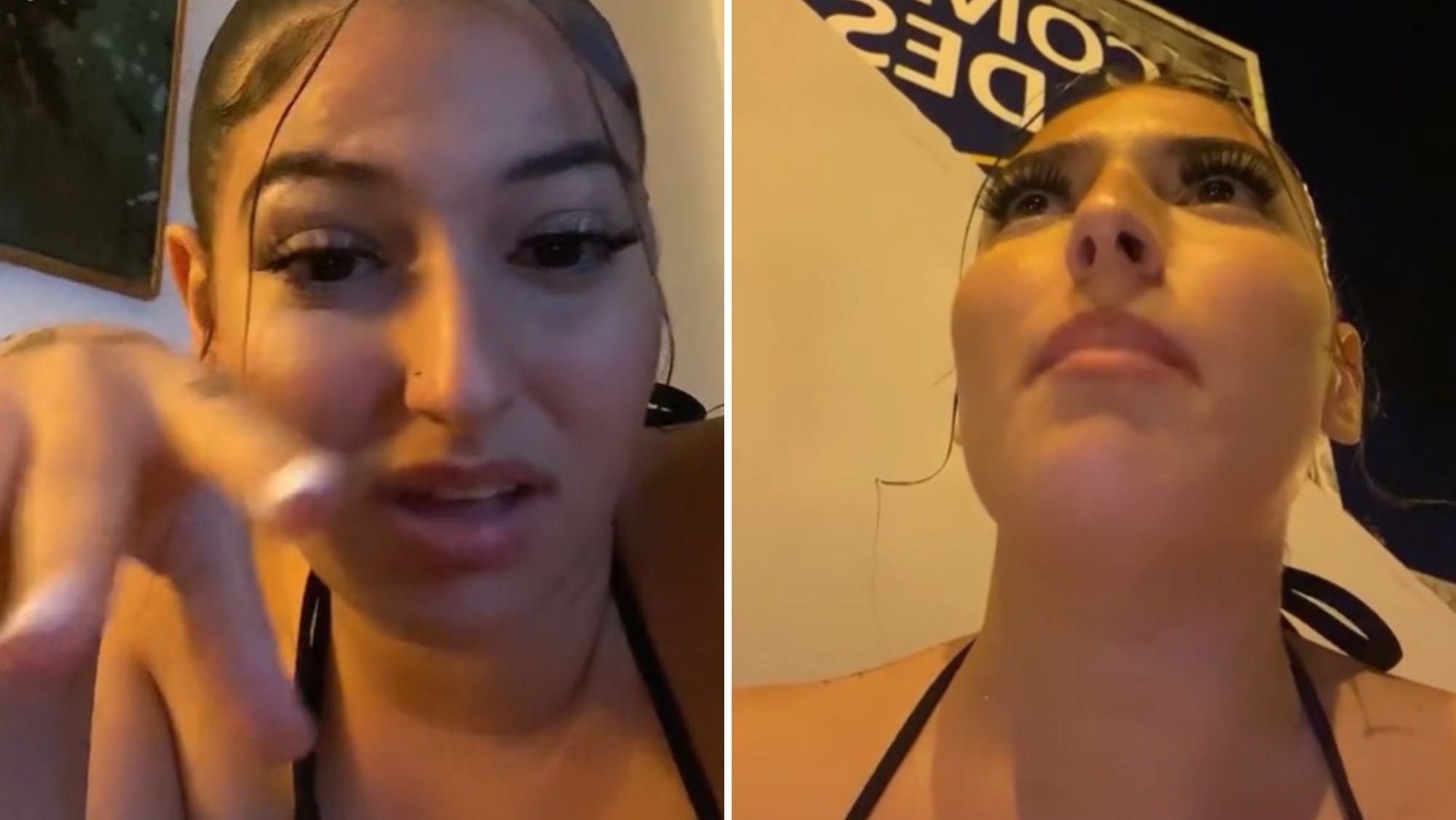 Fotogramas de los dos vídeos subidos por la tinerfeña Carla en TikTok. / caarlaarrc