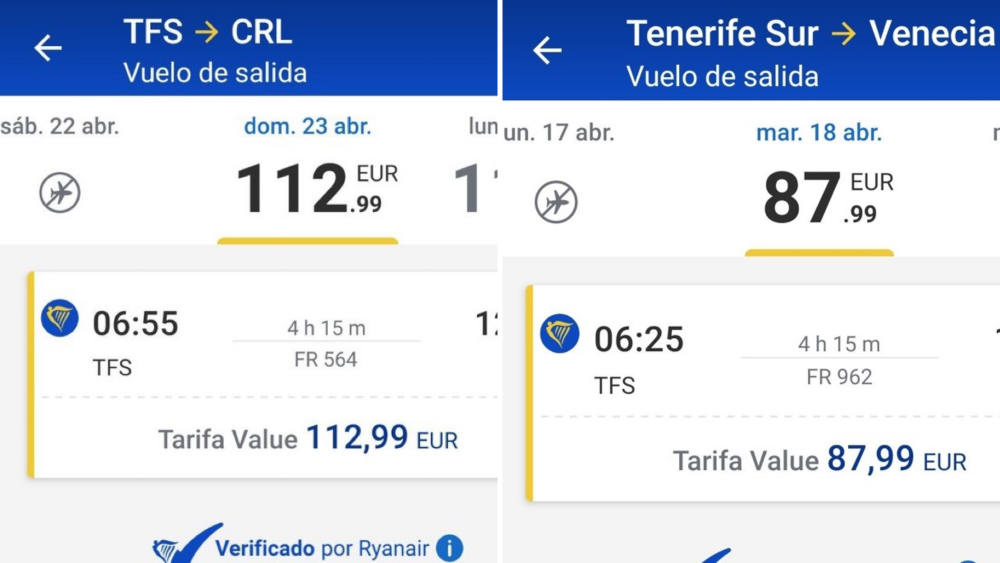 Ejemplo de los aviones de Ryanair que harán noche en Tenerife Sur./ Web