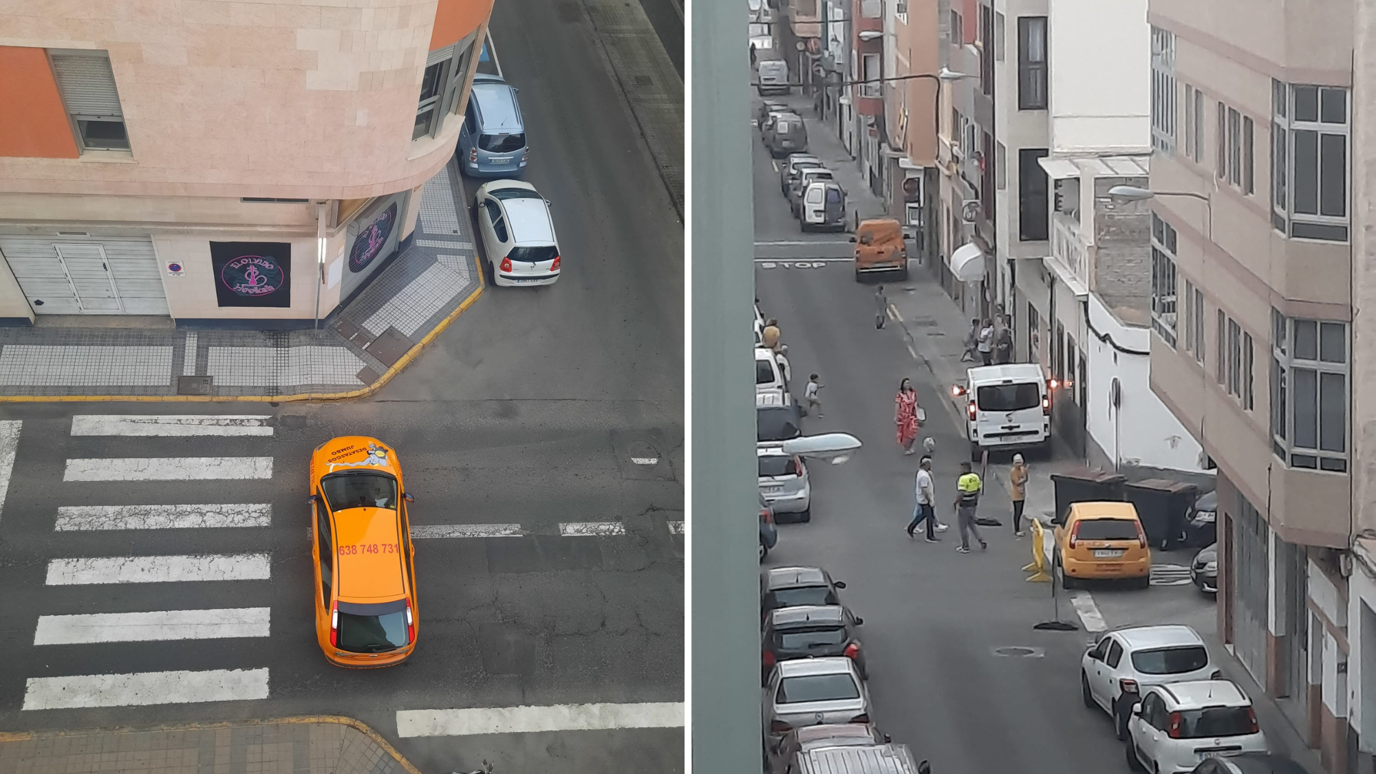 Vehículos de Desatascos Jumbo utilizados para cortar el tráfico este miércoles en el barrio de Guanarteme./ Atlántico Hoy