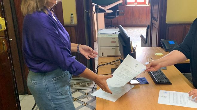 Gloria Cabrera, en la sede de CC.