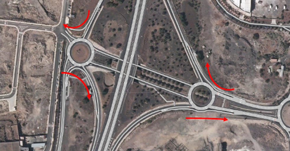 Carriles de acceso al Polígono de Güímar. / CABILDO DE TENERIFE