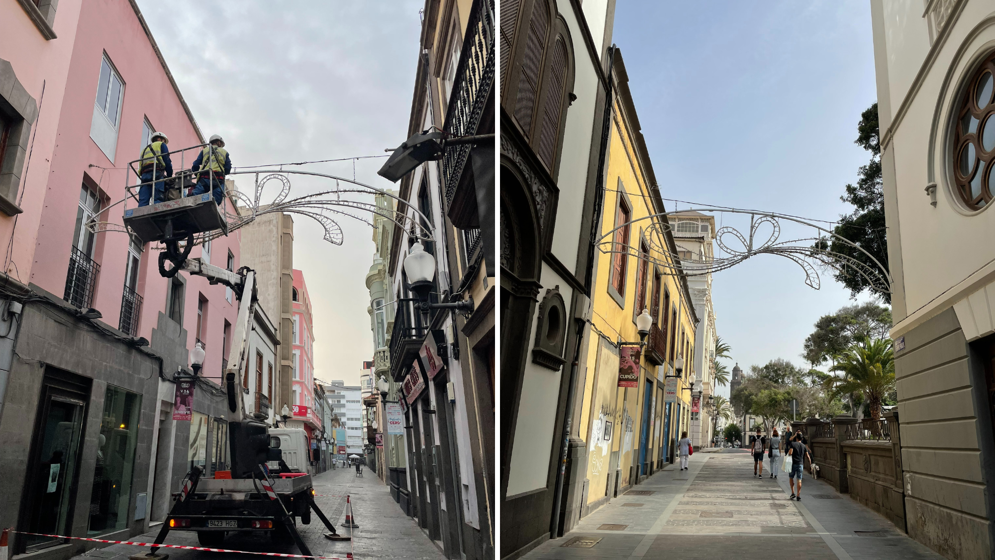 El Ayuntamiento de Las Palmas de Gran Canaria ya está instalando las luces de Navidad. / Atlántico Hoy