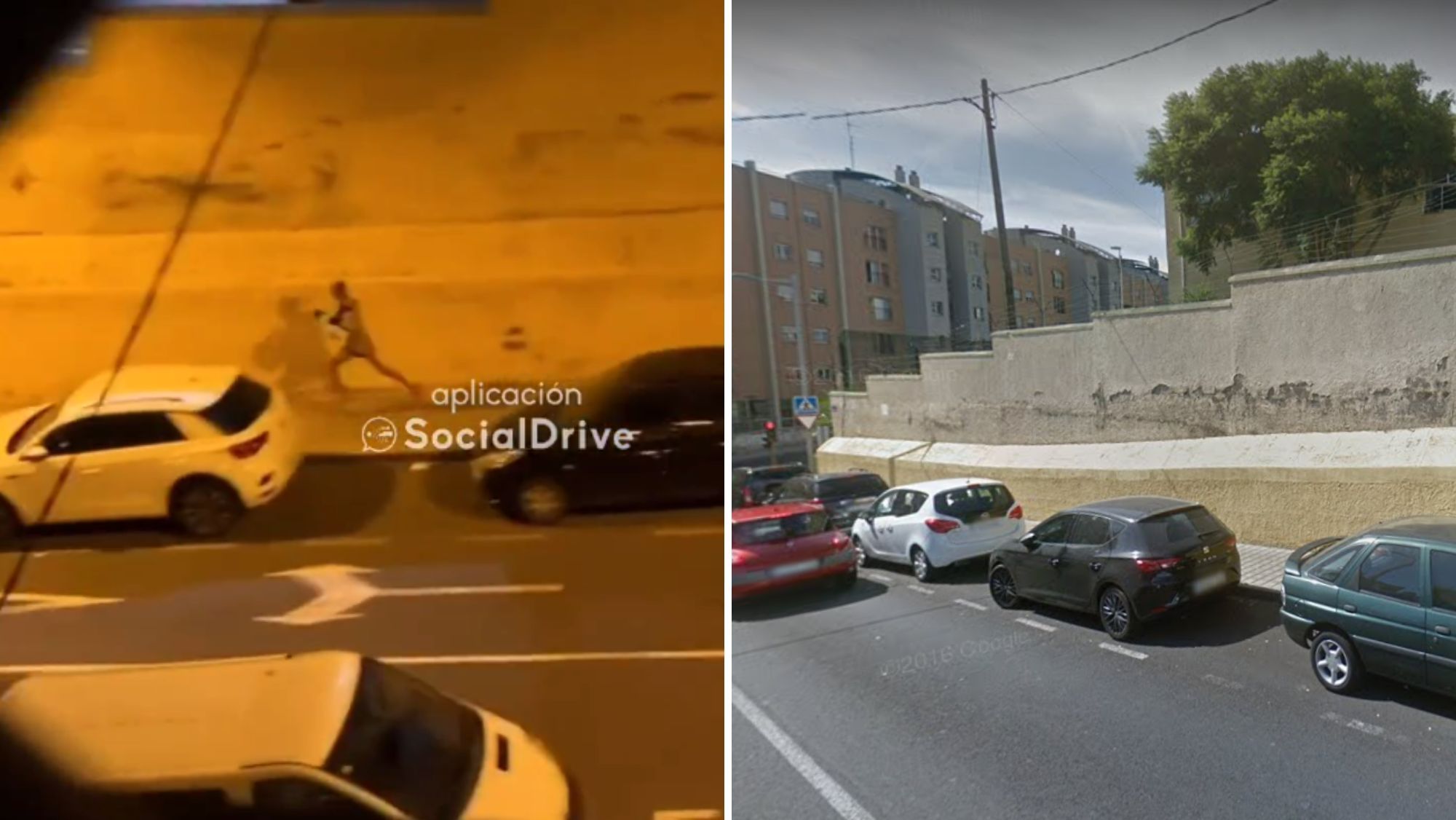 Fotograma del vídeo en el que se ve al ladrón de coches y una imagen de la zona de los hechos. / AH