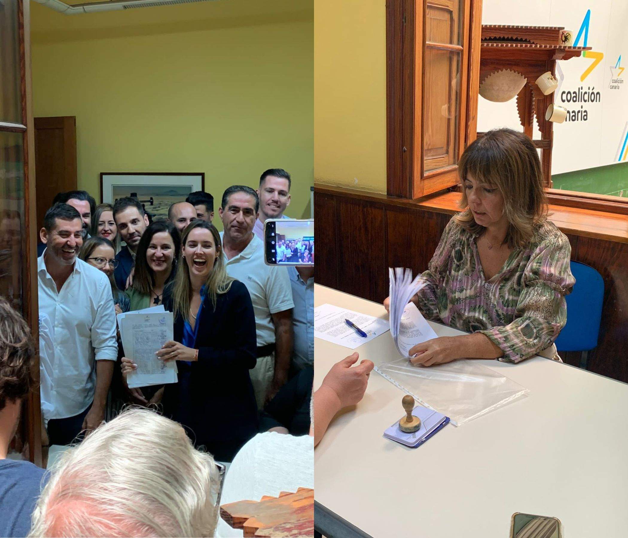 María Fernández y Gloria Cabrera, tras presentar sus avales para encabezar la lista de CC al Cabildo. 