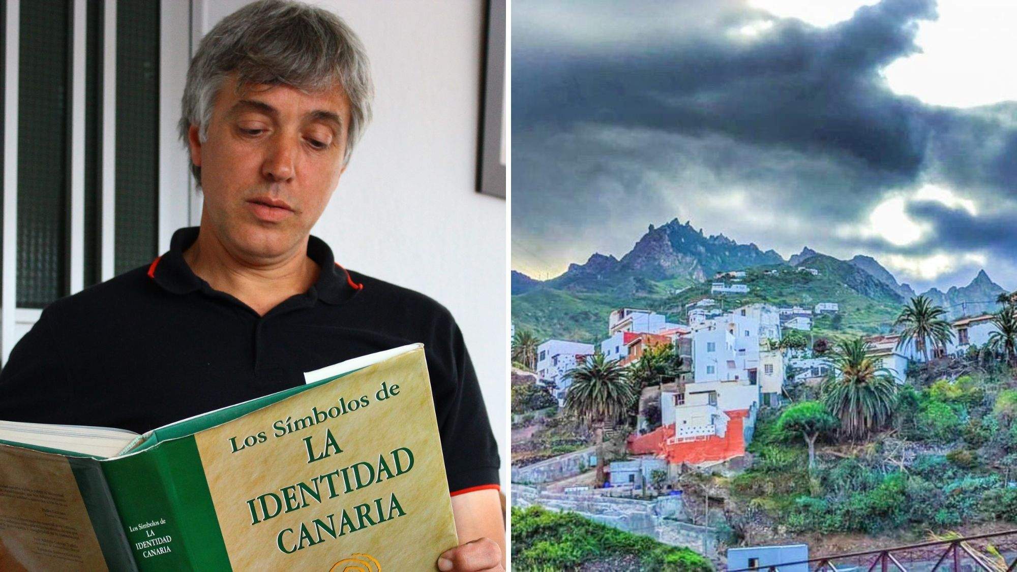 El presidente de la Asociación de Vecinos La Voz del Valle de Taganana, Luján González, y una imagen del pueblo perteneciente a Anaga. / AH