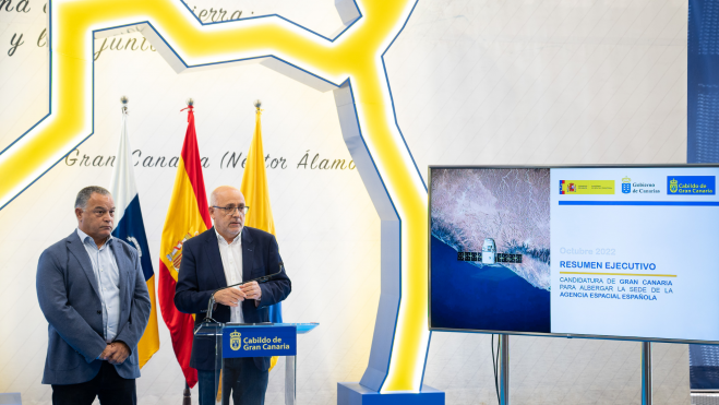  Un momento de la presentación de la candidatura de Gran Canaria para albergar la Agencia Espacial Española. / AH