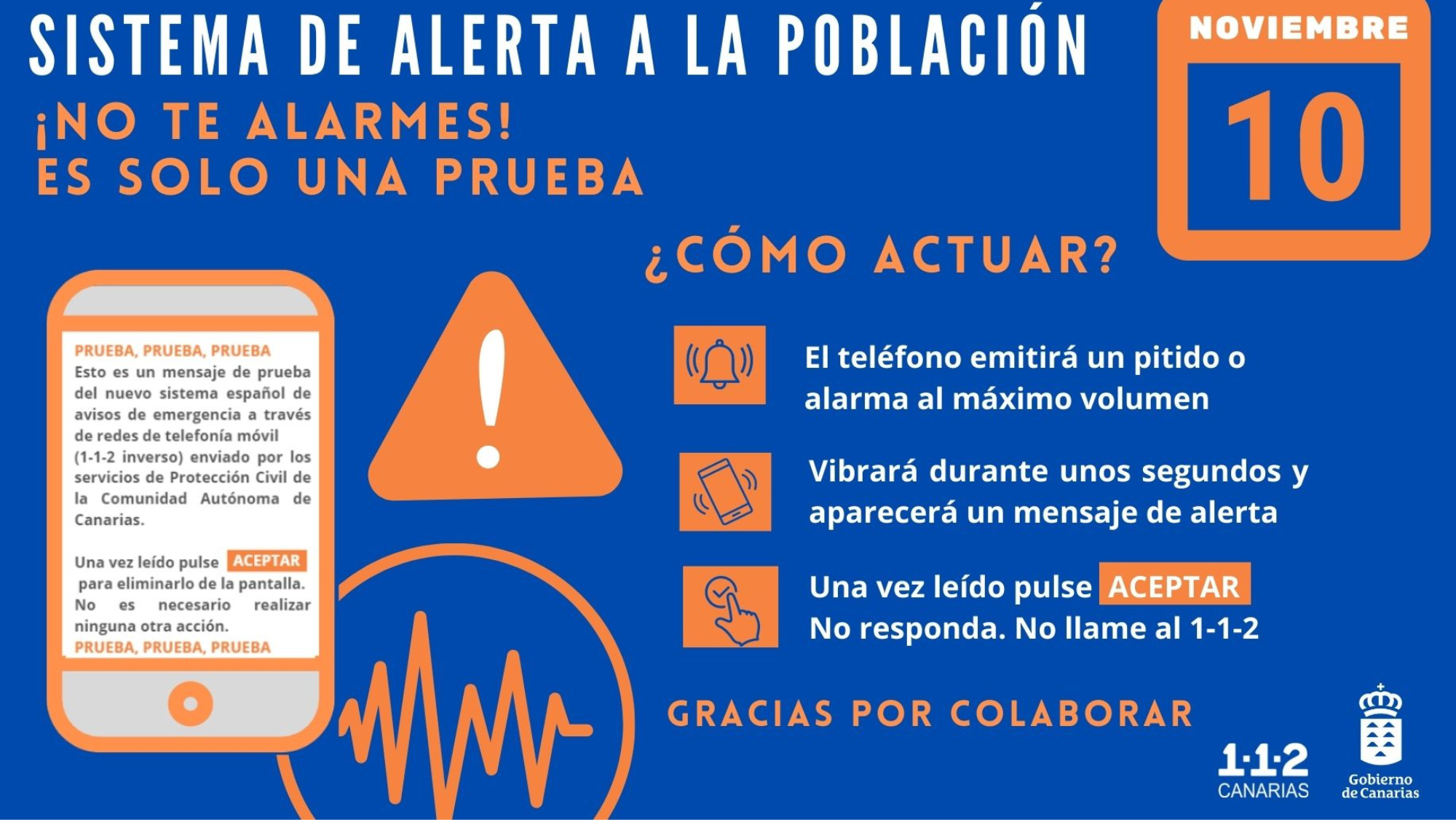Cartel informativo del 112 sobre la prueba. / Gobierno de Canarias