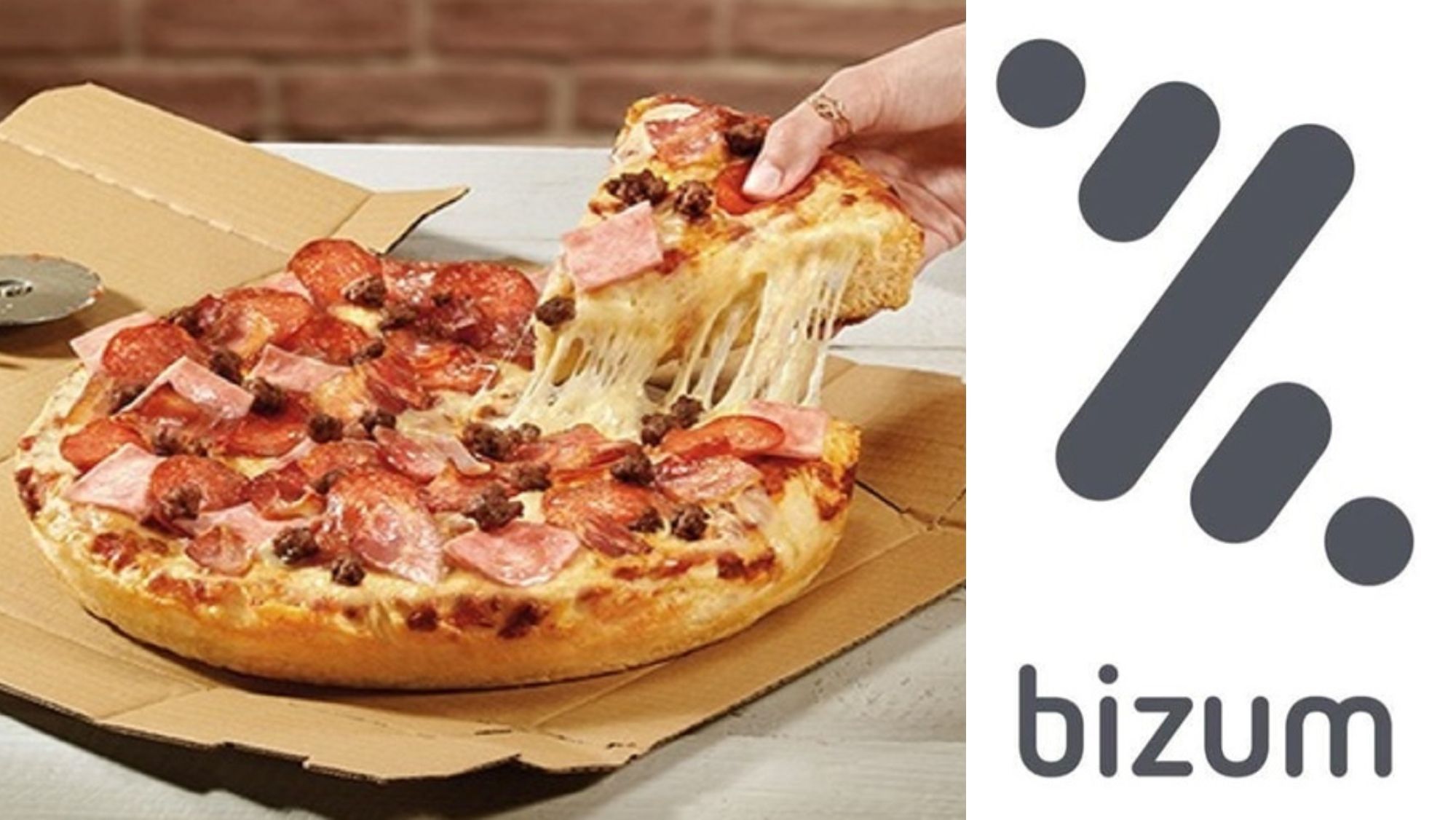 Una pizza de Domino's Pizza y el logo de Bizum. / AH