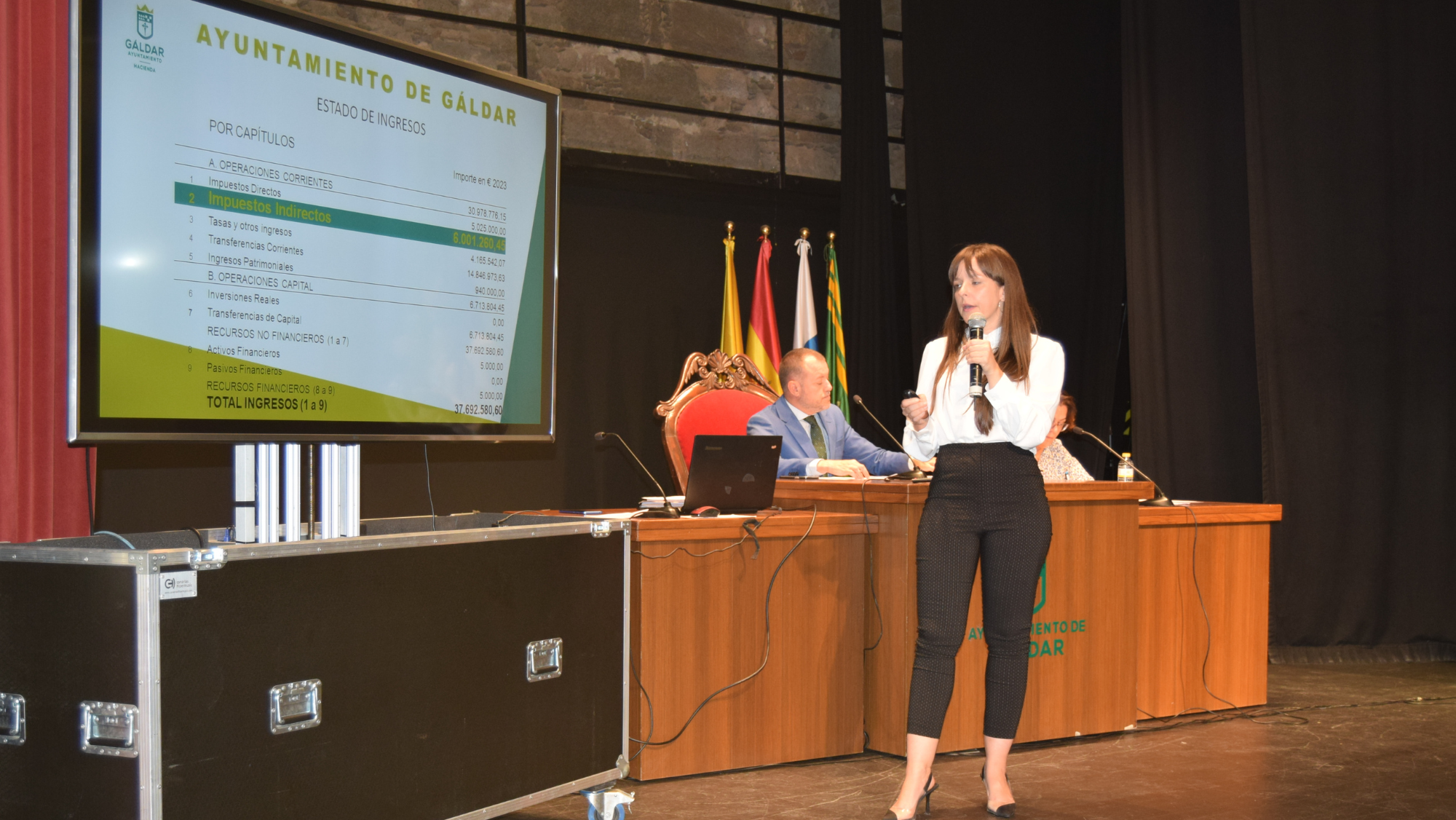  La concejala de Hacienda, Valeria Guerra en la presentación de los presupuestos del municipio de Gáldar para 2023. / Ayuntamiento de Gáldar