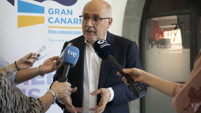El presidente del Cabildo de Gran Canaria, Antonio Morales, durante la inauguración del 'Cartoon Business'. / Cabildo de Gran Canaria.