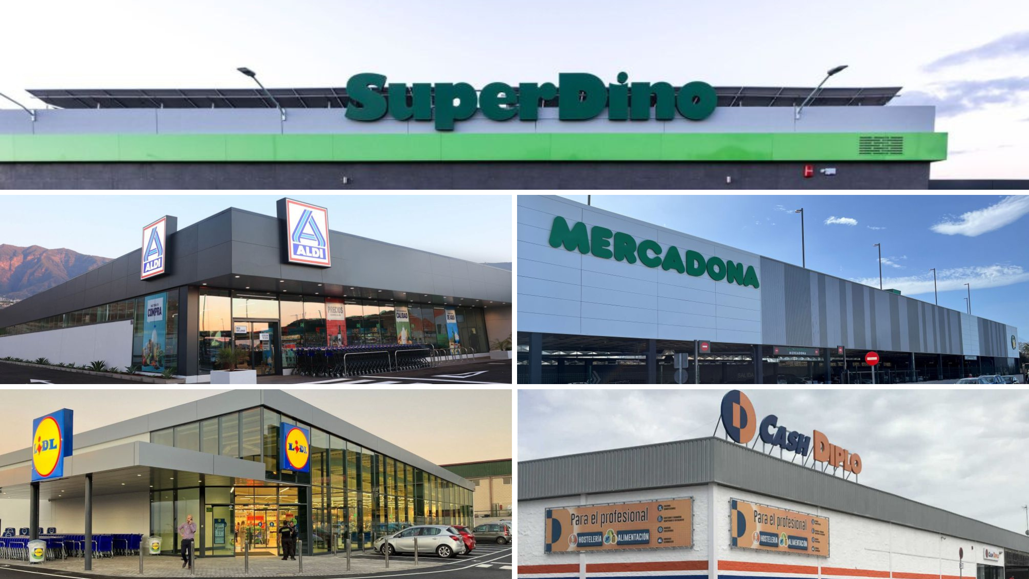 Las grandes cadenas de supermercados en Canarias./