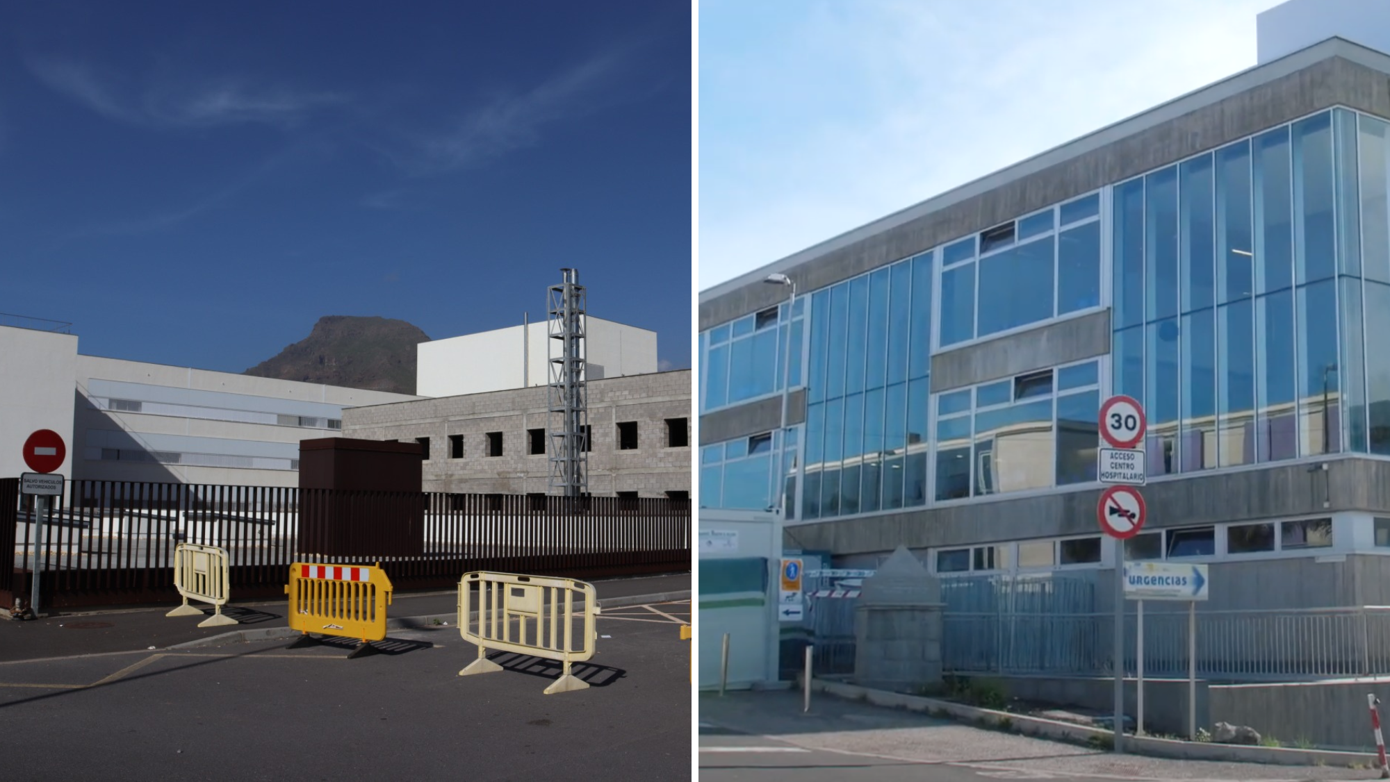 Exteriores del Hospital del Sur y del Hospital del Norte./