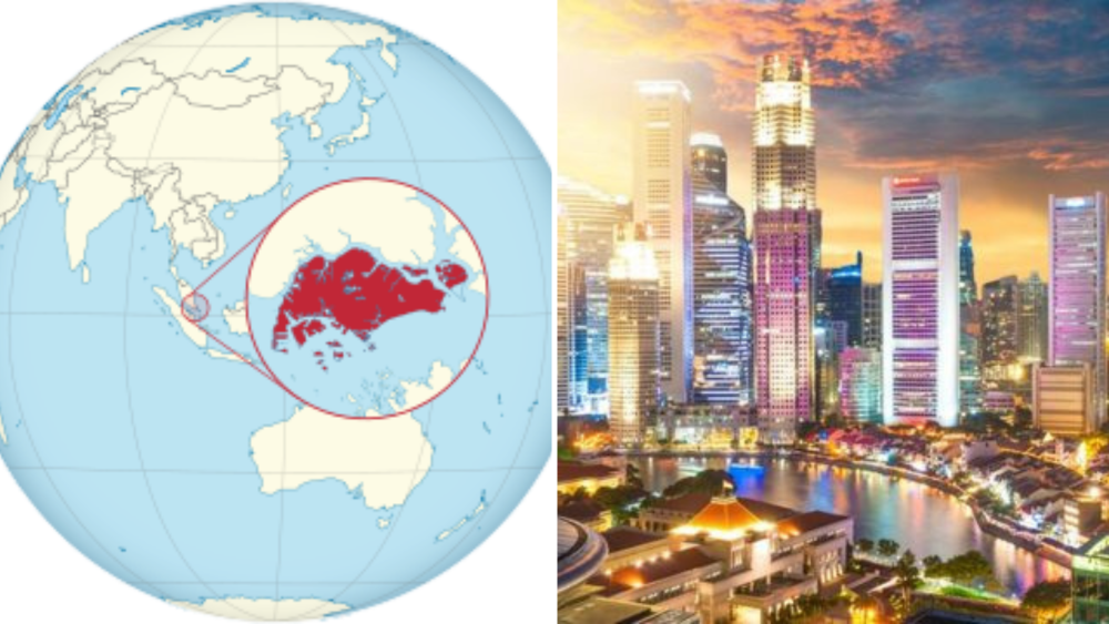 Singapur en el mapa y desde el aire./ Montaje AH