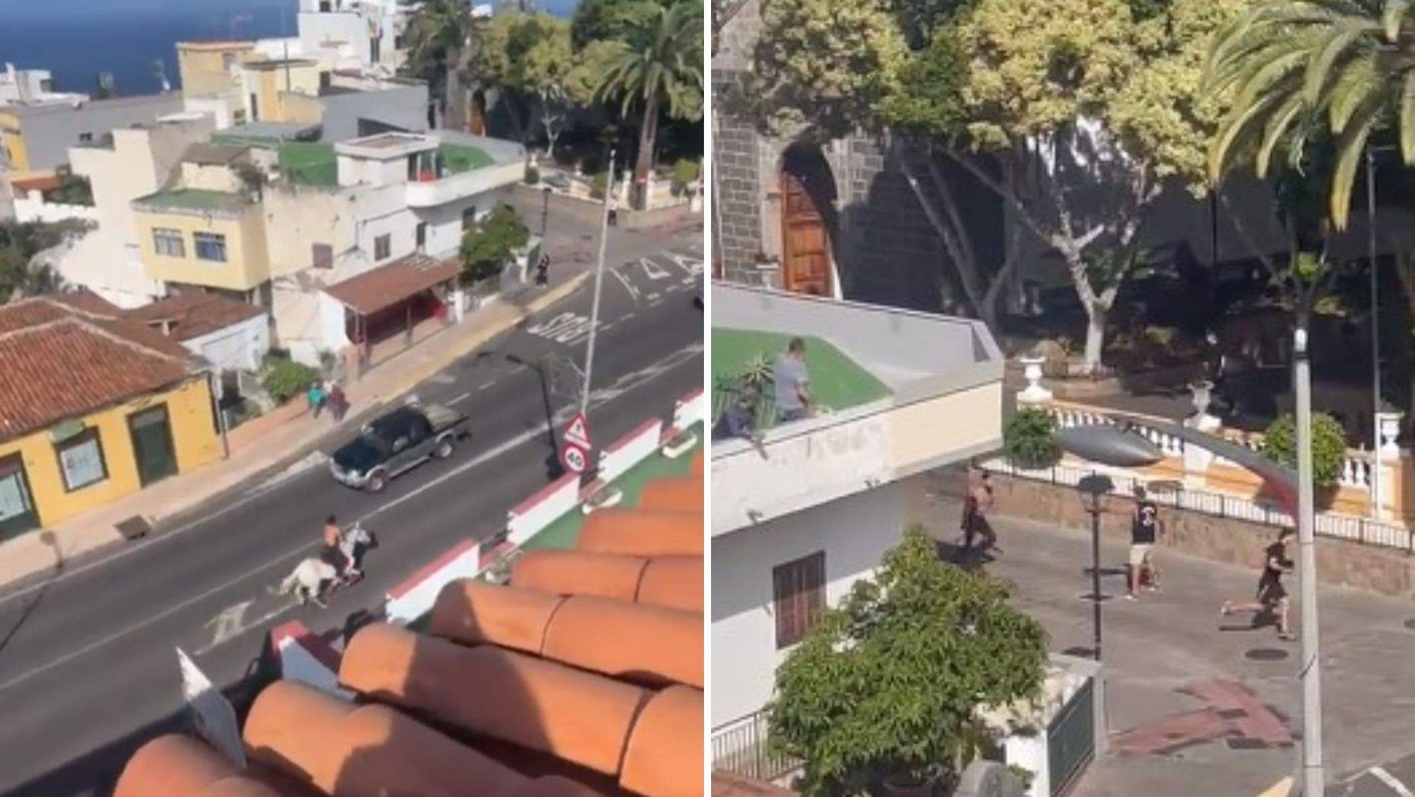 Un jinete sin camiseta por Santa Úrsula. / Montaje AH / Twitter Un jinete sin camiseta por Santa Úrsula. / Montaje AH / Twitter