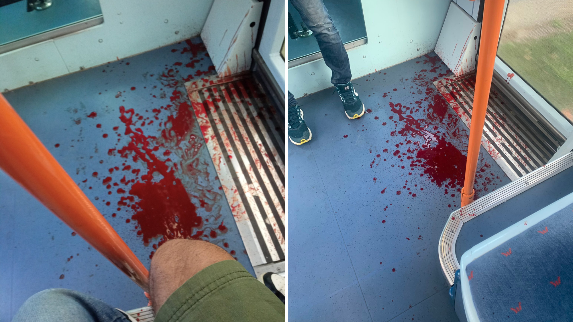 Charco de sangre en el tranvía de Tenerife./ Redes