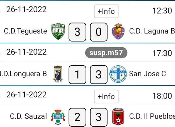Extracto del calendario de la jornada en la que se ha suspendido el partido del Longuera./