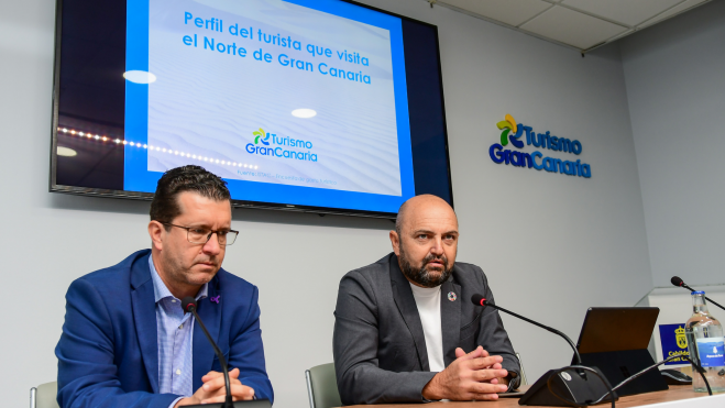 Carlos Álamo y Juan Jesús Facundo en la rueda de prensa sobre el turismo del norte. / Turismo de Gran Canaria