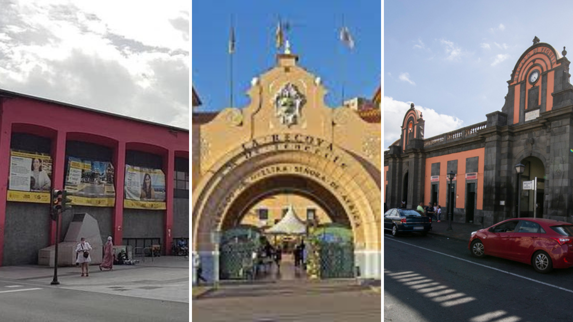 Los mercados Central (Las Palmas de Gran Canaria), La Recova (Santa Cruz de Tenerife) y Vegueta (Las Palmas de Gran Canaria)./ Montaje AH
