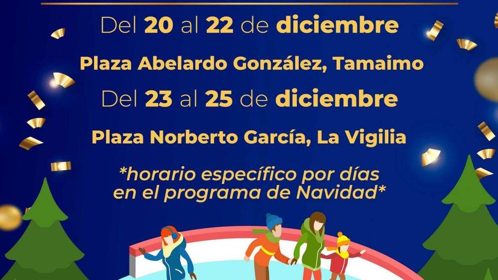 Cartel de la pista de hielo de Santiago del Teide./ Cedida Cartel de la pista de hielo de Santiago del Teide./ Cedida