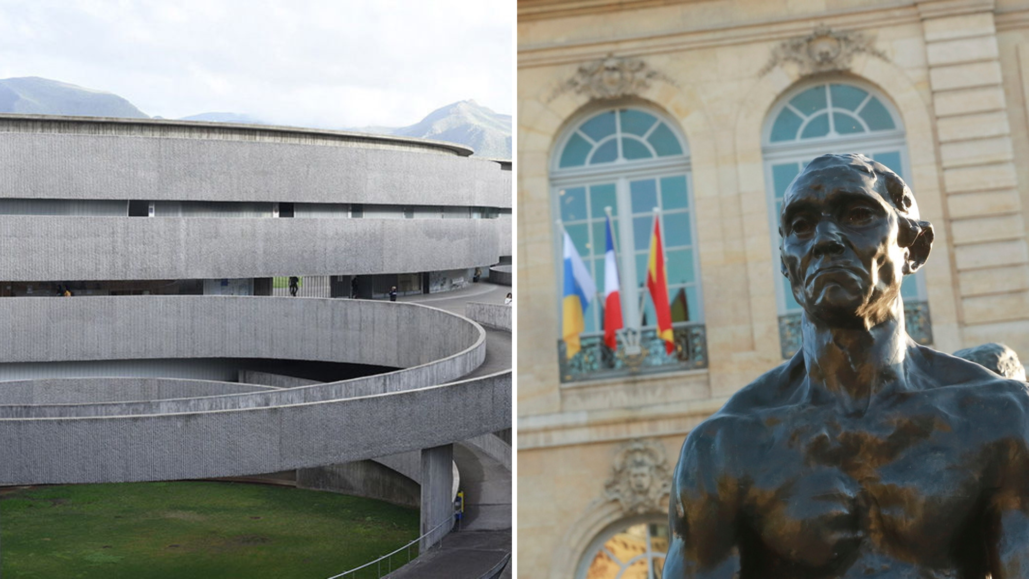 A la izquierda la Facultad de Bellas Artes de la Universidad de La Laguna y a la derecha una escultura en el Museo Rodin. / Emeterio Suárez y EFE