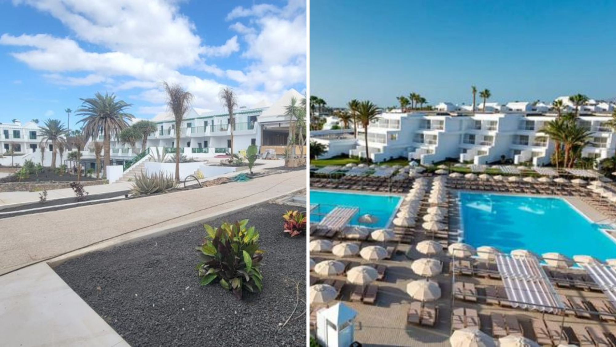 El hotel Mynd Yaiza (izq.) y el Riu Paraíso Lanzarote./ El hotel Mynd Yaiza (izq.) y el Riu Paraíso Lanzarote./